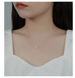 925 Silver Lucky Flower Circle Charm Necklace with Diamond Leaf Set