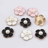 Colorful Enamel Flower Charm with Pearl 20pcs 26mm DIY Jewelry Making