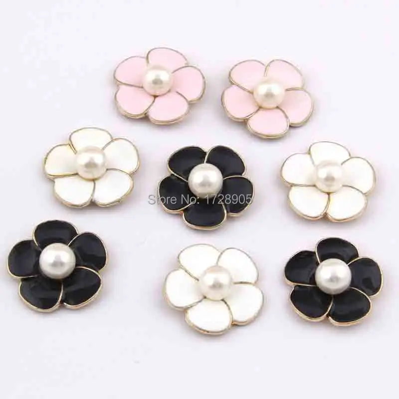 Colorful Enamel Flower Charm with Pearl 20pcs 26mm DIY Jewelry Making