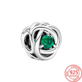 January Birthstone Eternity Circle Charm Bracelet S925 Sliver Girl Jewelry