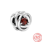 January Birthstone Eternity Circle Charm Bracelet S925 Sliver Girl Jewelry