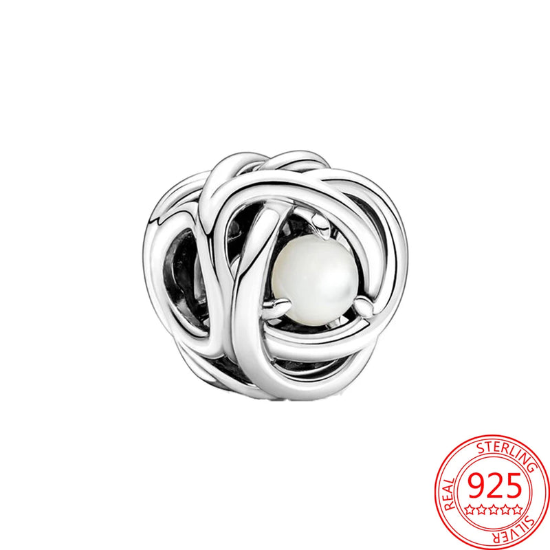 January Birthstone Eternity Circle Charm Bracelet S925 Sliver Girl Jewelry