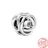 January Birthstone Eternity Circle Charm Bracelet S925 Sliver Girl Jewelry