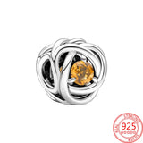 January Birthstone Eternity Circle Charm Bracelet S925 Sliver Girl Jewelry