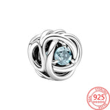 January Birthstone Eternity Circle Charm Bracelet S925 Sliver Girl Jewelry