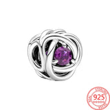 January Birthstone Eternity Circle Charm Bracelet S925 Sliver Girl Jewelry