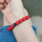 Safety Sherpa Red Glass Tiger Teeth Dzi Beads Agate Bracelet