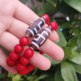 Safety Sherpa Red Glass Tiger Teeth Dzi Beads Agate Bracelet