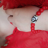 Safety Sherpa Red Glass Tiger Teeth Dzi Beads Agate Bracelet
