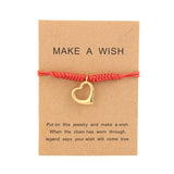 4 Leaf Clover Amulet Bracelet Heart Lock Key Charm Stainless Steel Red