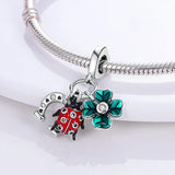 Four Leaf Clover Dreamcatcher Horseshoe Dangle Charm Silver 925