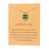 Four Leaf Clover Necklace Green Pendant Dainty Chain