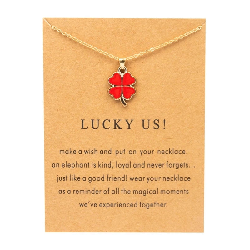 Four Leaf Clover Necklace Green Pendant Dainty Chain