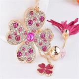 Four Leaves Clover Crystal Key Ring Tassel Car Key Chain Holder