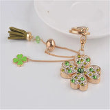 Four Leaves Clover Crystal Key Ring Tassel Car Key Chain Holder