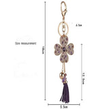 Four Leaves Clover Crystal Key Ring Tassel Car Key Chain Holder