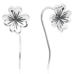 Four-leaf Clover Feather Heart Earring 925 Silver DIY Jewelry
