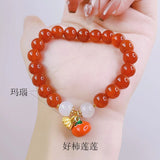Lucky Fruit Red Agate Beaded Bracelet for Women YBR753