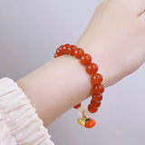 Lucky Fruit Red Agate Beaded Bracelet for Women YBR753