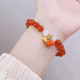 Lucky Fruit Red Agate Beaded Bracelet for Women YBR753