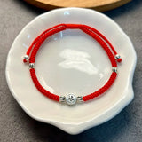 925 Sterling Silver Blessing Chinese Character Red Rope Bracelet
