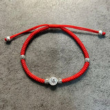 925 Sterling Silver Blessing Chinese Character Red Rope Bracelet