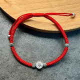 925 Sterling Silver Blessing Chinese Character Red Rope Bracelet