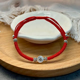 925 Sterling Silver Blessing Chinese Character Red Rope Bracelet