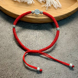 925 Sterling Silver Blessing Chinese Character Red Rope Bracelet
