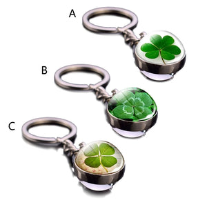 Lucky Gift Luminescent Keychain Four Leaf Clover Fortune Key Ring