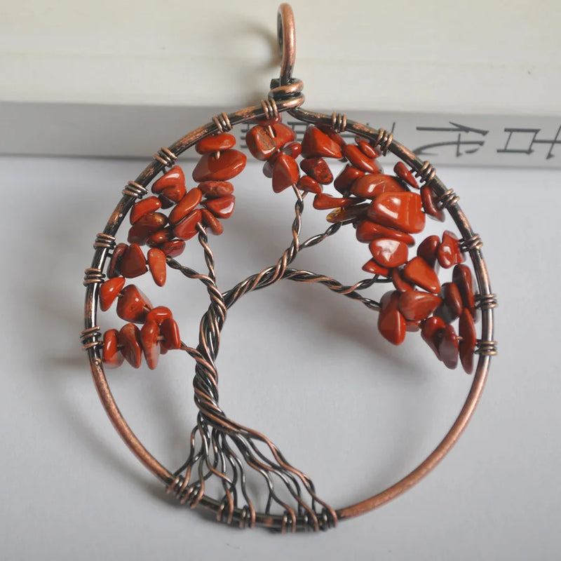 Tree of Life Red Stone Pendant Jewelry