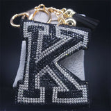 Lucky Initial Name K Keychain Crystal Tassel Keyring Holder Party Gift Jewelry