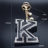 Lucky Initial Name K Keychain Crystal Tassel Keyring Holder Party Gift Jewelry