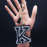 Lucky Initial Name K Keychain Crystal Tassel Keyring Holder Party Gift Jewelry