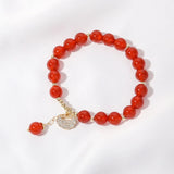 Red Agate Beads Strand Bracelets Fine Jewelry for Women Girls