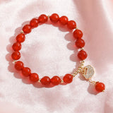 Red Agate Beads Strand Bracelets Fine Jewelry for Women Girls