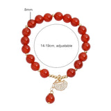 Red Agate Beads Strand Bracelets Fine Jewelry for Women Girls
