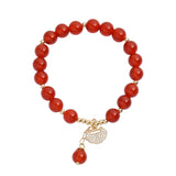 Red Agate Beads Strand Bracelets Fine Jewelry for Women Girls