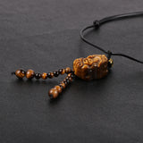 Men's Tiger Eye Stone Brave Troops Necklace Adjustable Braided Pendant