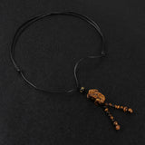 Men's Tiger Eye Stone Brave Troops Necklace Adjustable Braided Pendant