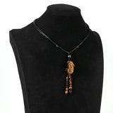 Men's Tiger Eye Stone Brave Troops Necklace Adjustable Braided Pendant