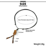 Men's Tiger Eye Stone Brave Troops Necklace Adjustable Braided Pendant
