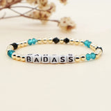 Lucky Crystal Bracelet for Women Men Beaded Letters Jewelry