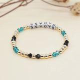Lucky Crystal Bracelet for Women Men Beaded Letters Jewelry