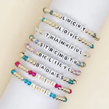 Lucky Crystal Bracelet for Women Men Beaded Letters Jewelry