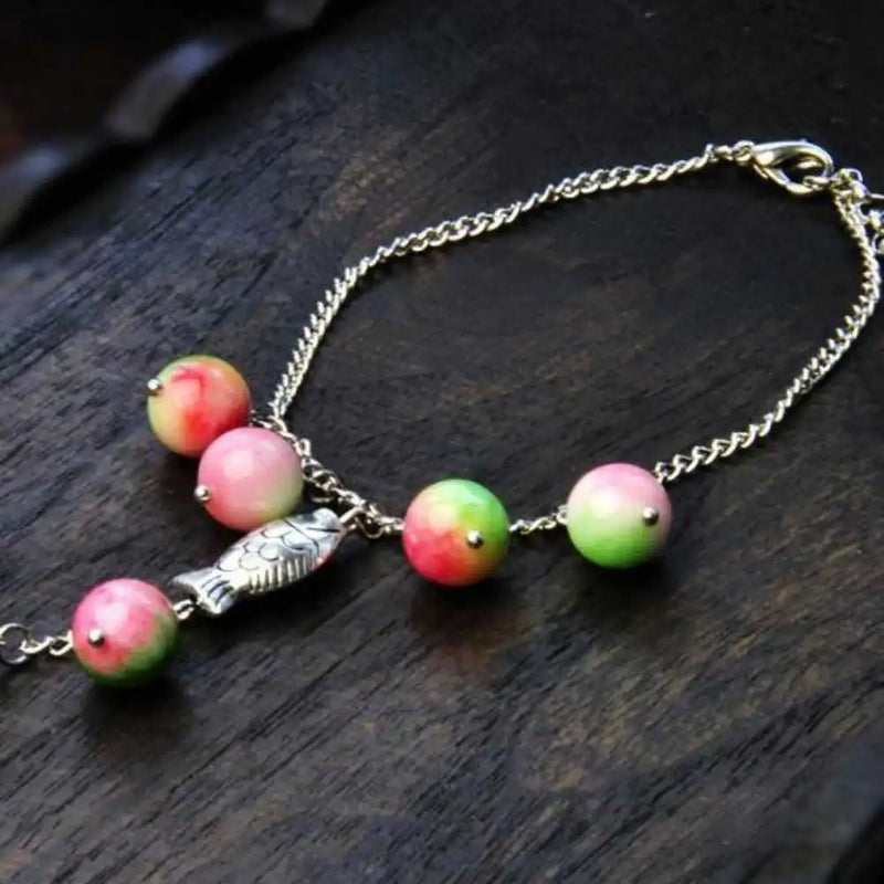 Lucky Natural Chalcedony Jade Cuff Anklet Bracelet Wristband Bless