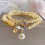 Quartz Rutilated Peach Agate Charm Bracelet ASL114