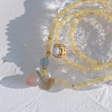 Quartz Rutilated Peach Agate Charm Bracelet ASL114