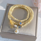 Quartz Rutilated Peach Agate Charm Bracelet ASL114