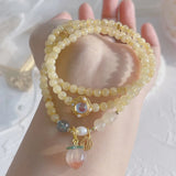 Quartz Rutilated Peach Agate Charm Bracelet ASL114